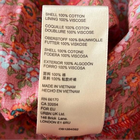 Free People Mini Dress Womens Medium Petunia Floral Apron Smocked Boho NWT - Picture 11 of 14